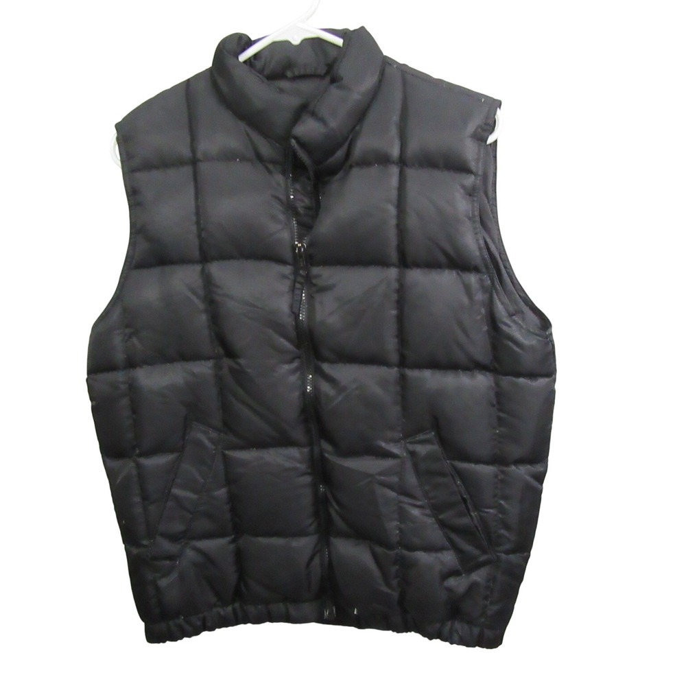 Gap Mens Puffer Vest S Black Down Gorpcore Nylon Lined Full Zip Pocket